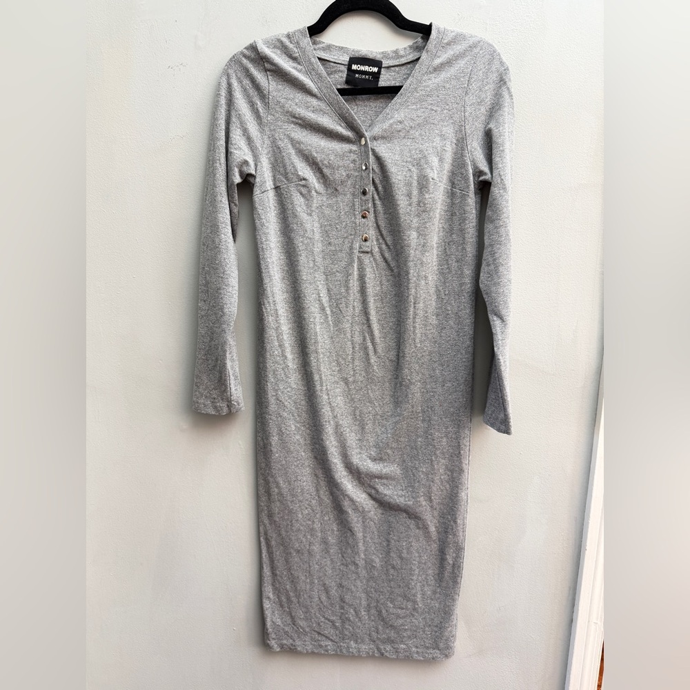 MONROW Mommy Brand Long-Sleeve Midi Dress, Size Small